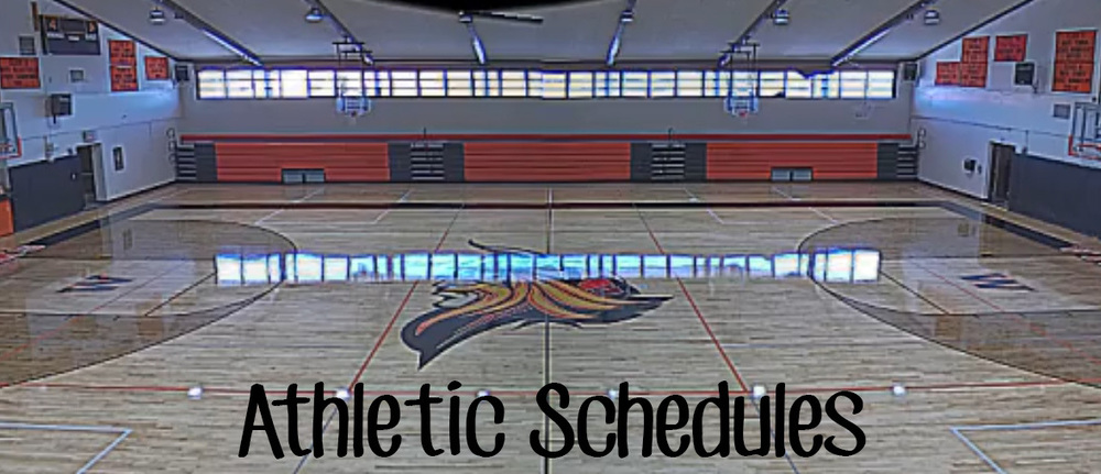 gym floor with words Athletic Schedules