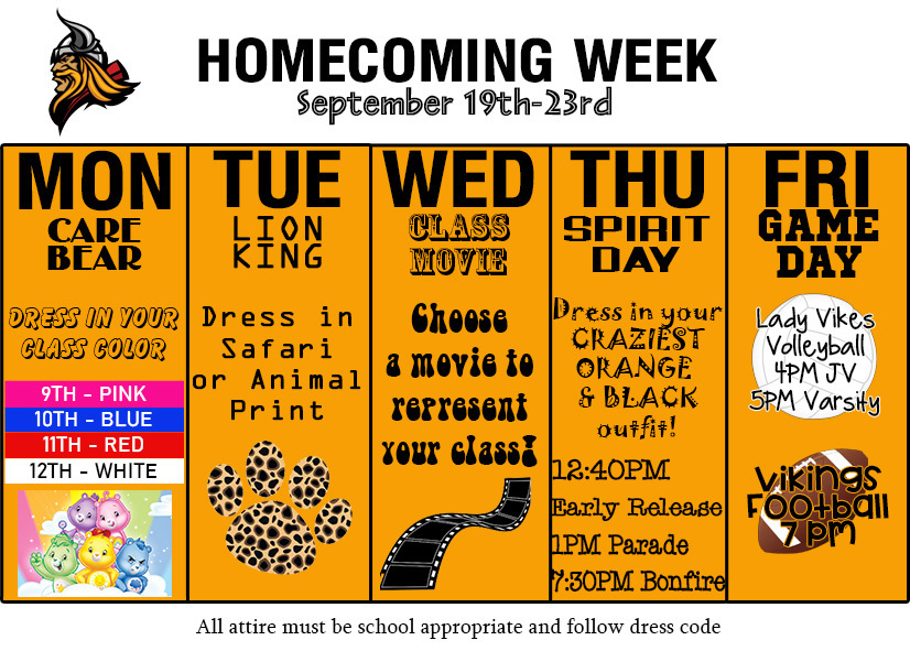 Homecoming Week Sept 19th-23rd